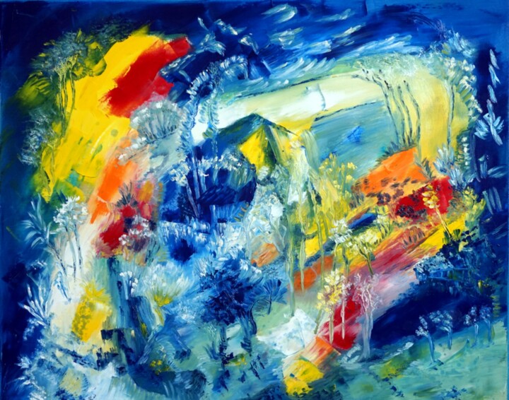 Painting titled "Hymne à la vie II" by Eliette Gaurin, Original Artwork, Oil