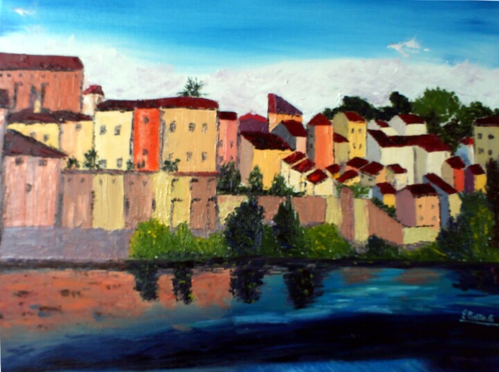 Painting titled "Gaillac" by Eliette Gaurin, Original Artwork, Oil