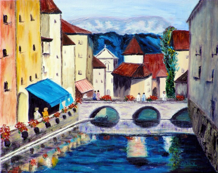 Peinture intitulée "Annecy" par Eliette Gaurin, Œuvre d'art originale, Huile