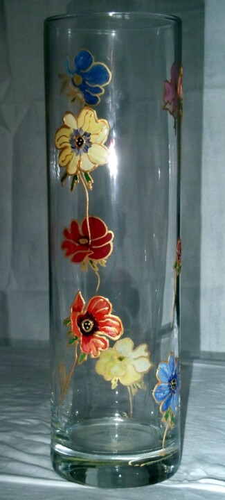 Artisanat intitulée "Vase aux anémones" par Eliette Gaurin, Œuvre d'art originale