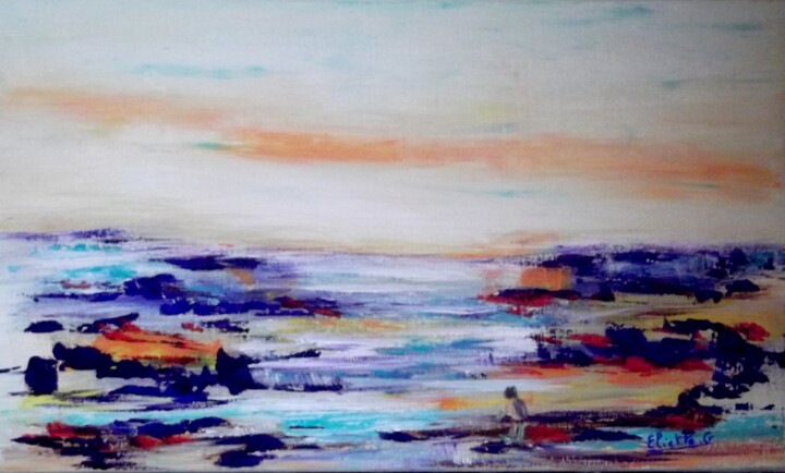 Peinture intitulée "sur-le-rivage-acryl…" par Eliette Gaurin, Œuvre d'art originale, Huile