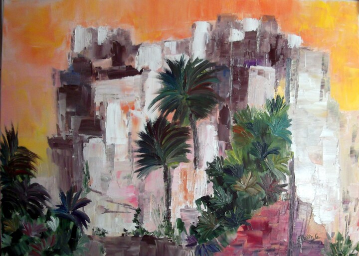 Peinture intitulée "sud-marocain-hst-50…" par Eliette Gaurin, Œuvre d'art originale, Huile