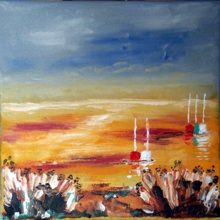 Painting titled "un-dimanche-sur-l-i…" by Eliette Gaurin, Original Artwork, Acrylic