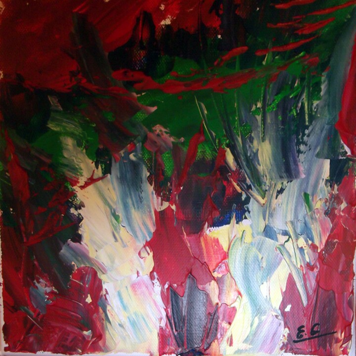 Painting titled "foret-rouge-acryl-2…" by Eliette Gaurin, Original Artwork, Acrylic