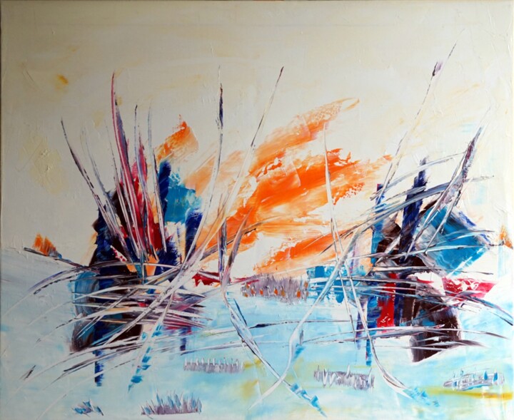 Painting titled "extase" by Eliette Gaurin, Original Artwork, Oil Mounted on Wood Stretcher frame