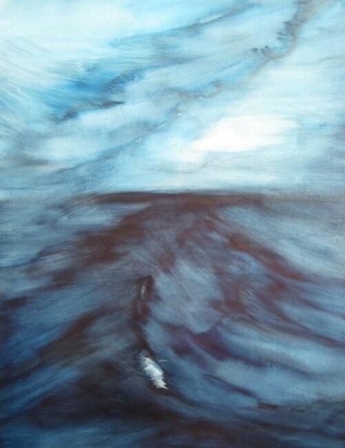 Peinture intitulée "Une grande vague" par Eliette Graf, Œuvre d'art originale, Huile