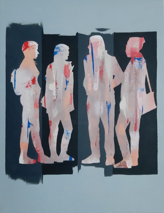 "group silhouettes" başlıklı Tablo Elif Yaman tarafından, Orijinal sanat, Akrilik Ahşap Sedye çerçevesi üzerine monte edilmiş