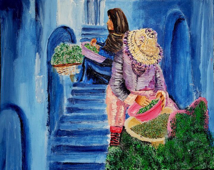 Painting titled "Spices in  the  Blu…" by Eli Gross, Original Artwork, Acrylic