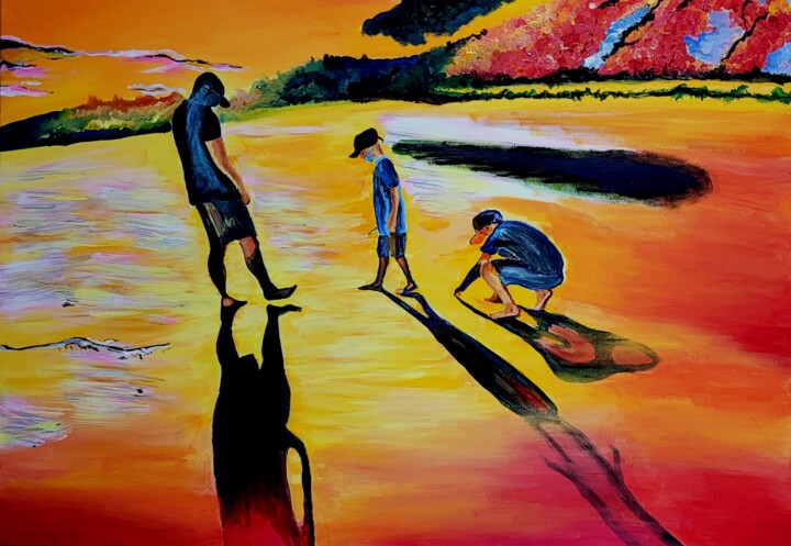 Картина под названием "Sunset" - Eli Gross, Подлинное произведение искусства, Акрил
