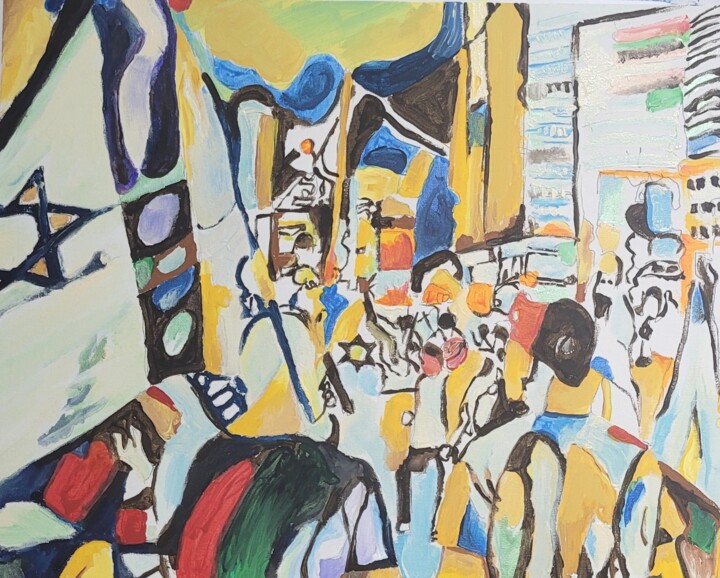 Schilderij getiteld "Kaplan Tel Aviv  20…" door Eli Gross, Origineel Kunstwerk, Acryl