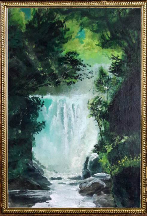 Painting titled "waterfall/водопад" by Elijah Gleebin, Original Artwork, Acrylic