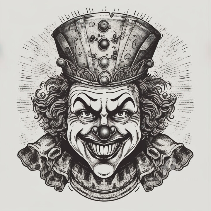 「Victor The Clown」というタイトルのデジタルアーツ Elijah Hernandezによって, オリジナルのアートワーク, デジタルプリント