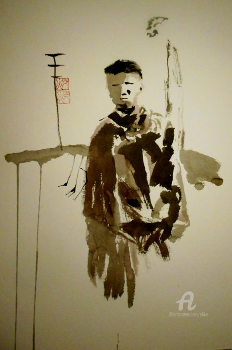Painting titled "les-yeux-de-la-chin…" by Eric D' Hulst, Original Artwork, Chinese Calligraphy