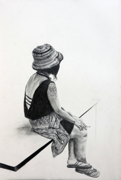 Drawing titled "girl from tattoo fe…" by Elina Evstig, Original Artwork, Pencil