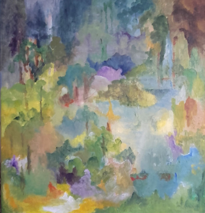 Malerei mit dem Titel "Jardin merveilleux" von Elinel, Original-Kunstwerk, Acryl