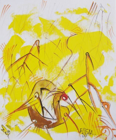Schilderij getiteld "Mangrove-Soleil-Vie…" door Elisa Albert, Origineel Kunstwerk
