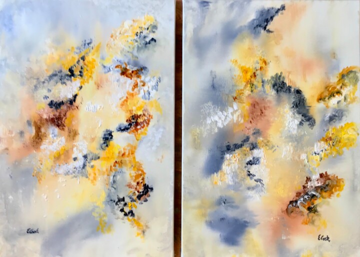 Malarstwo zatytułowany „Twin Flames” autorstwa Elisa Cook, Oryginalna praca, Olej