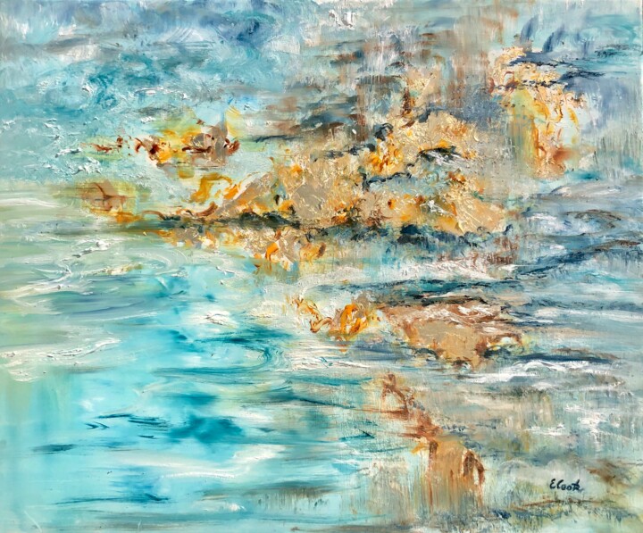Painting titled "Murmurs of Gold and…" by Elisa Cook, Original Artwork, Oil