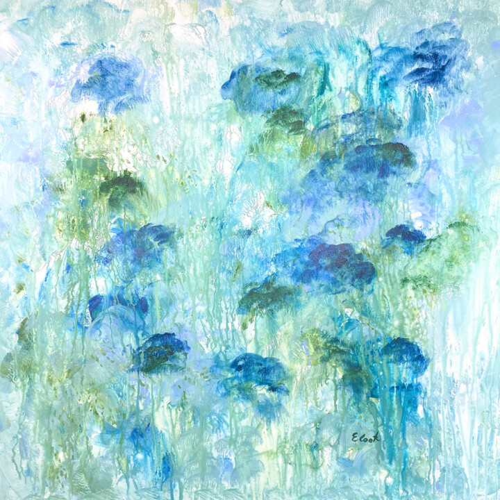Painting titled "Melting the Blues A…" by Elisa Cook, Original Artwork, Acrylic