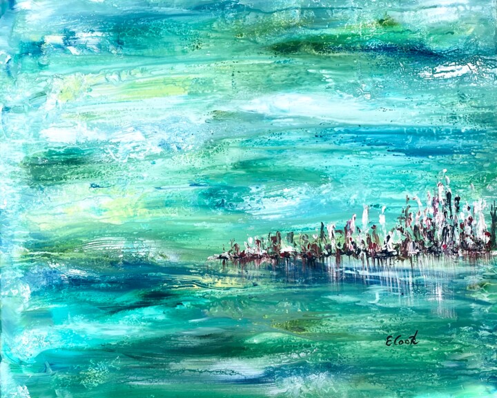 Pittura intitolato "Absinthe skies" da Elisa Cook, Opera d'arte originale, Acrilico
