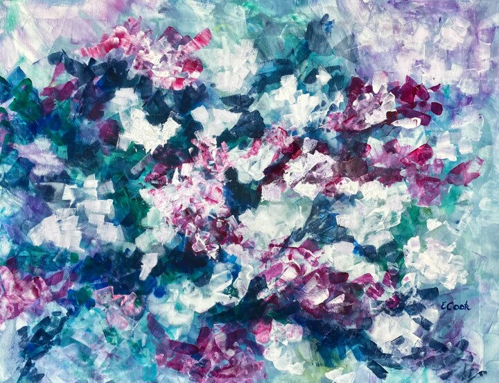 Malarstwo zatytułowany „Full Bloom II” autorstwa Elisa Cook, Oryginalna praca, Akryl
