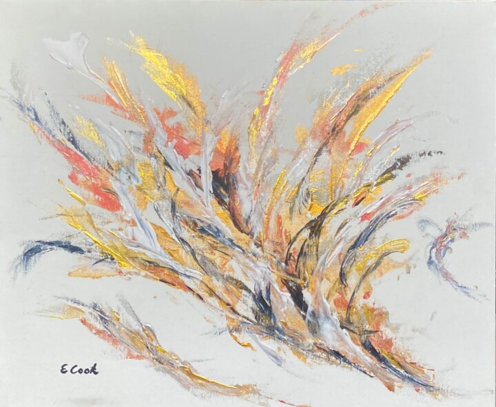 Peinture intitulée "Shimmer Feathers" par Elisa Cook, Œuvre d'art originale, Acrylique