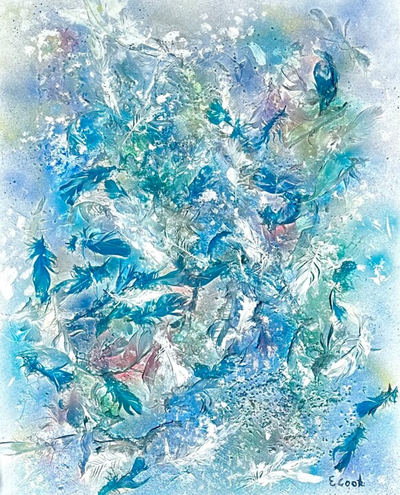 Pintura titulada "Feather Fantasy" por Elisa Cook, Obra de arte original, Acrílico