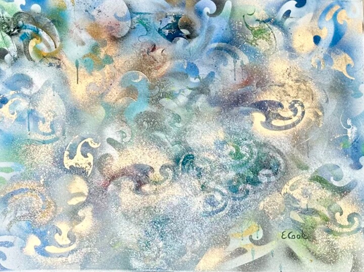 Pintura titulada "Shimmering Swirls" por Elisa Cook, Obra de arte original, Acrílico