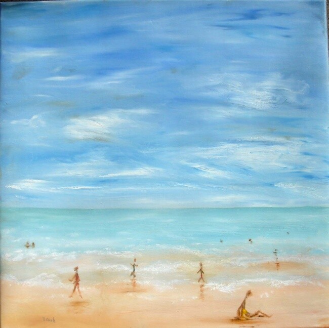 Pintura titulada "La plage" por Elisa Cook, Obra de arte original, Oleo