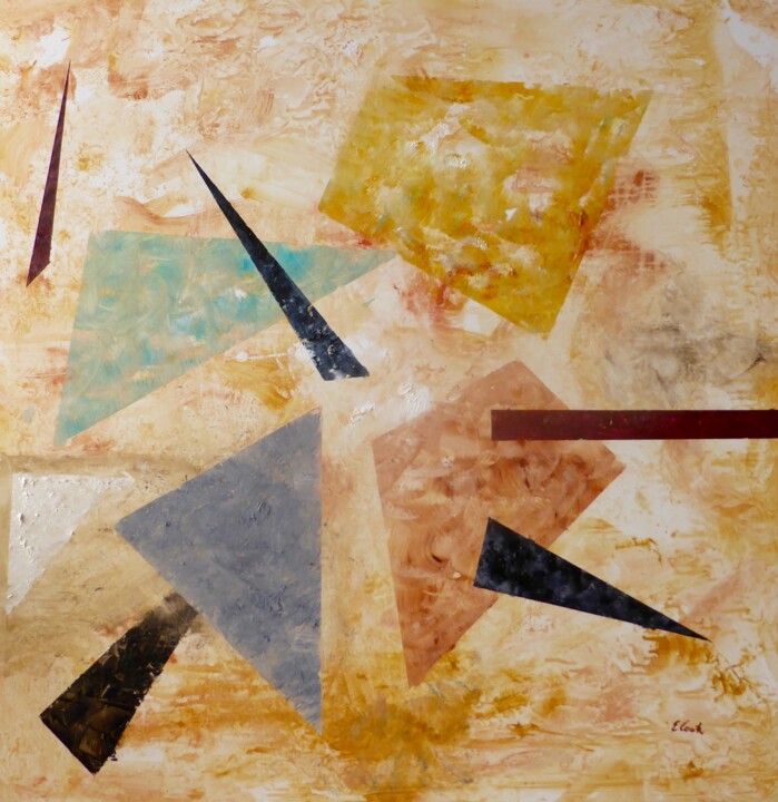 Peinture intitulée "Géométrie poétique" par Elisa Cook, Œuvre d'art originale, Huile