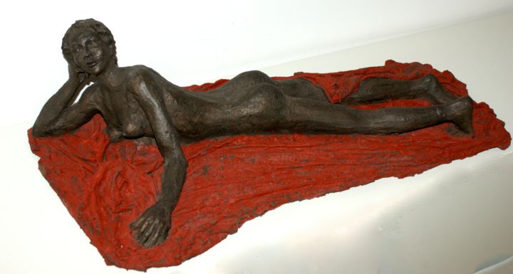 Sculpture intitulée "Drapé rouge" par Elisabeth Aloccio, Œuvre d'art originale