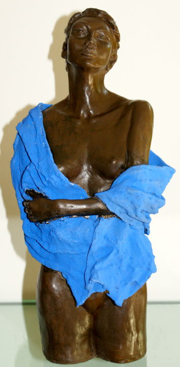 Sculpture titled "Le châle bleu" by Elisabeth Aloccio, Original Artwork