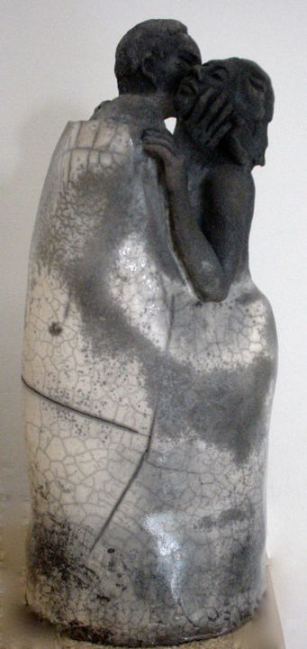 Sculpture titled "Le baiser 2" by Elisabeth Aloccio, Original Artwork, Clay