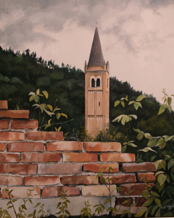 Peinture intitulée "Vieux mur à Monteor…" par Elisabeth Begot, Œuvre d'art originale, Huile