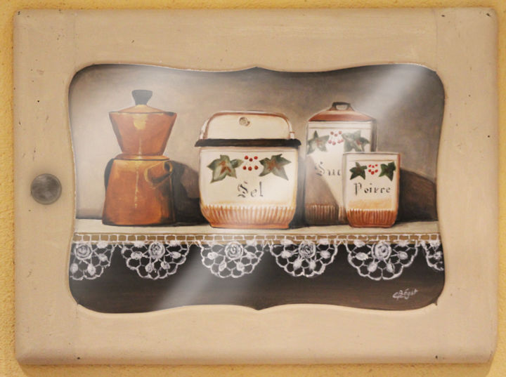 Peinture intitulée "Le buffet de Mamie" par Elisabeth Begot, Œuvre d'art originale, Acrylique
