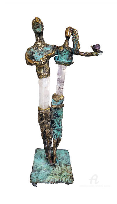 Rzeźba zatytułowany „Couple Astrakan” autorstwa Elisabeth Brainos, Oryginalna praca, Brąz