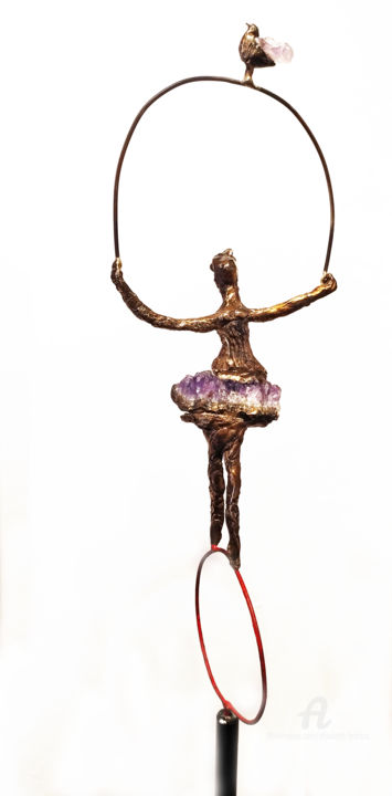 Rzeźba zatytułowany „L'équilibriste à l'…” autorstwa Elisabeth Brainos, Oryginalna praca, Brąz