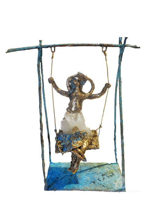 雕塑 标题为“amoureux sur balanç…” 由Elisabeth Brainos, 原创艺术品, 青铜