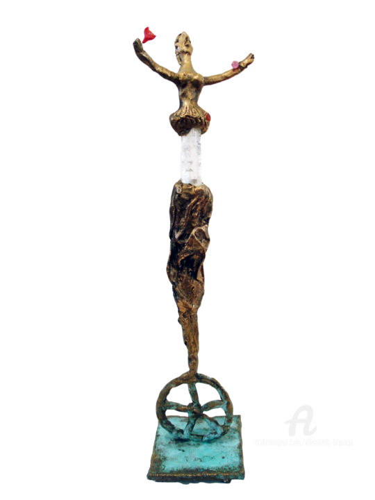 Sculpture titled "Equilibriste à la f…" by Elisabeth Brainos, Original Artwork, Bronze