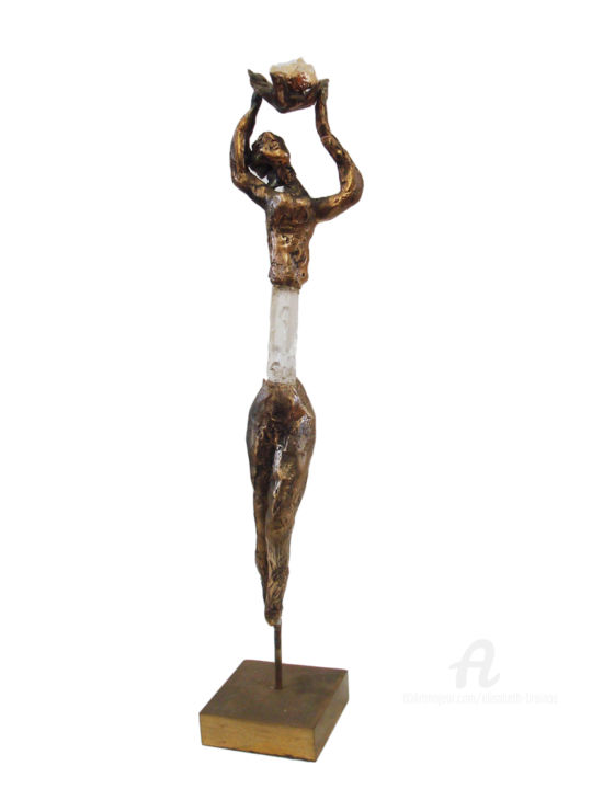 Sculpture titled "Offrande 1" by Elisabeth Brainos, Original Artwork, Bronze