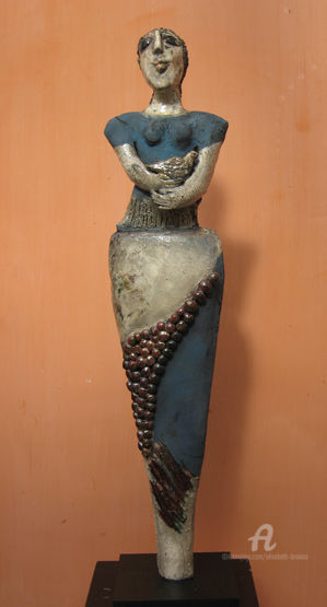 Sculpture titled "femme en blues" by Elisabeth Brainos, Original Artwork