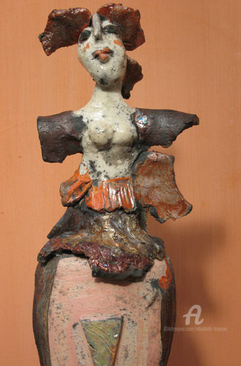 Sculpture intitulée "le rose de jacotte…" par Elisabeth Brainos, Œuvre d'art originale