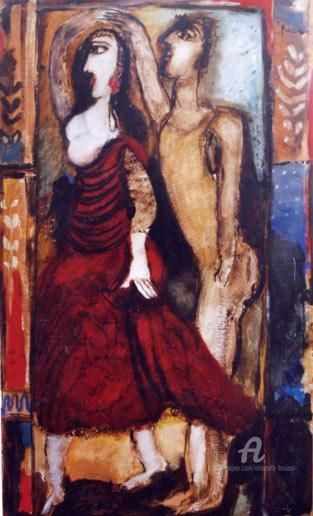Painting titled "pas-de-deux a Padoue" by Elisabeth Brainos, Original Artwork