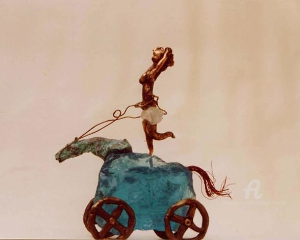 Sculpture titled "Danseuse à cheval" by Elisabeth Brainos, Original Artwork, Bronze