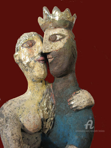 Sculpture titled "comme dans le conte…" by Elisabeth Brainos, Original Artwork, Terra cotta
