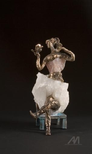 Sculpture intitulée "Dialogue avec l'ois…" par Elisabeth Brainos, Œuvre d'art originale, Bronze