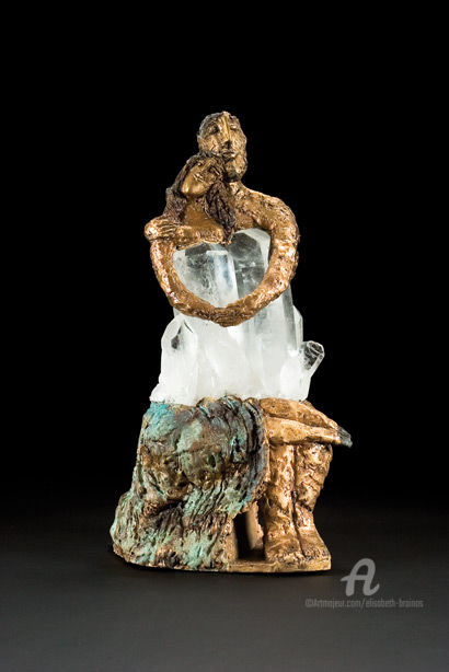 Sculpture titled "Couple tendresse" by Elisabeth Brainos, Original Artwork, Bronze