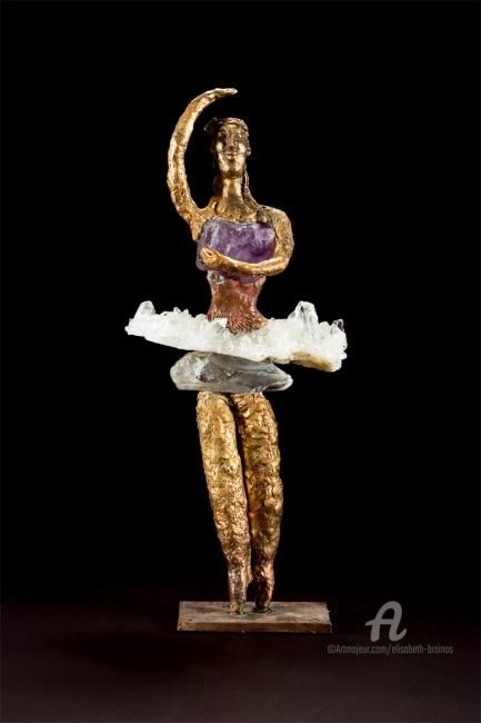 Sculpture titled "Danseuse amethyste…" by Elisabeth Brainos, Original Artwork, Bronze