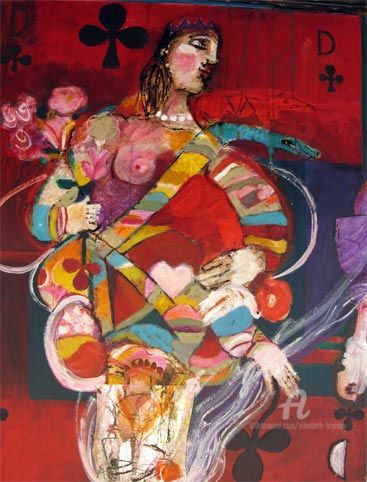 Malerei mit dem Titel "femme de trefle ups…" von Elisabeth Brainos, Original-Kunstwerk, Acryl