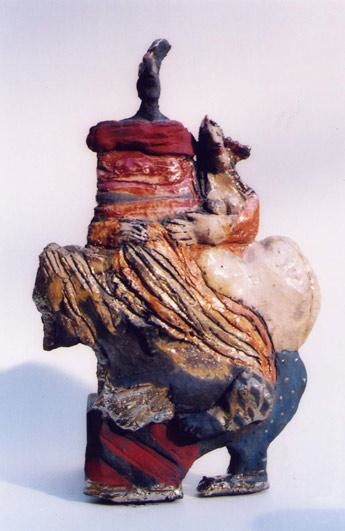 Sculpture titled "couple debout" by Elisabeth Brainos, Original Artwork, Terra cotta